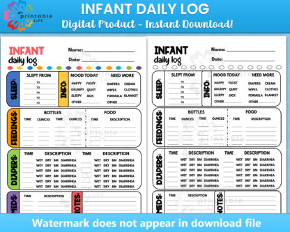 Infant Daily Log Printable Report Tracker