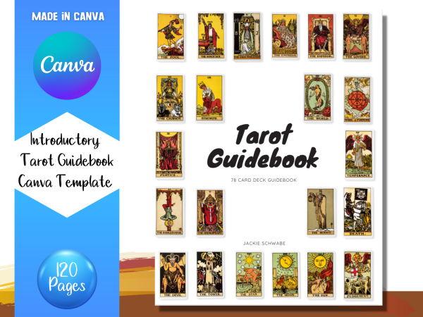 Tarot Guidebook, Canva Template, Canva Template, PLR, Card, Tarot CARD Guide, 120 Page Guidebook, US Letter, Tarot Template, Commercial Use