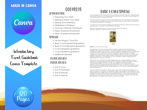 Tarot Guidebook, Canva Template, Canva Template, PLR, Card, Tarot CARD Guide, 120 Page Guidebook, US Letter, Tarot Template, Commercial Use - Image 9