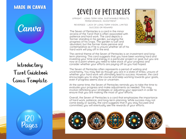 Tarot Guidebook, Canva Template, Canva Template, PLR, Card, Tarot CARD Guide, 120 Page Guidebook, US Letter, Tarot Template, Commercial Use - Image 8