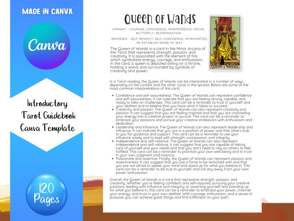 Tarot Guidebook, Canva Template, Canva Template, PLR, Card, Tarot CARD Guide, 120 Page Guidebook, US Letter, Tarot Template, Commercial Use - Image 6