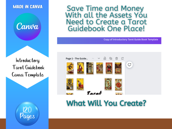 Tarot Guidebook, Canva Template, Canva Template, PLR, Card, Tarot CARD Guide, 120 Page Guidebook, US Letter, Tarot Template, Commercial Use - Image 3