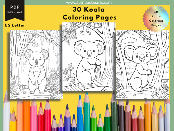 Koalas in the Forest - 30 Pack of Coloring Pages for Kids - Image 6