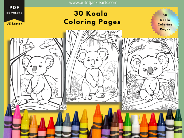 Koalas in the Forest - 30 Pack of Coloring Pages for Kids - Image 5