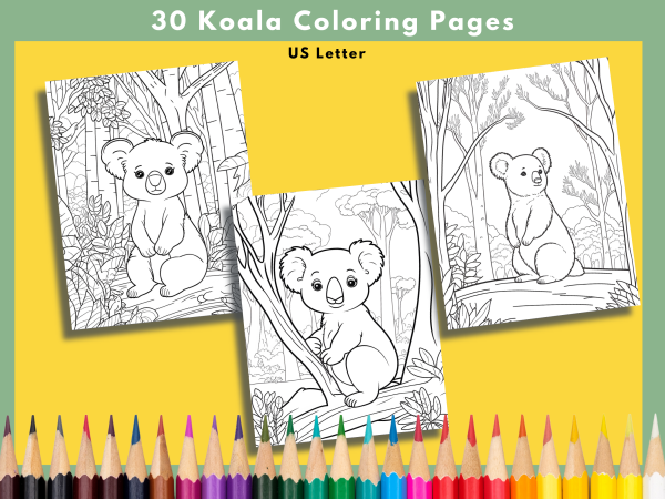 Koalas in the Forest - 30 Pack of Coloring Pages for Kids - Image 4