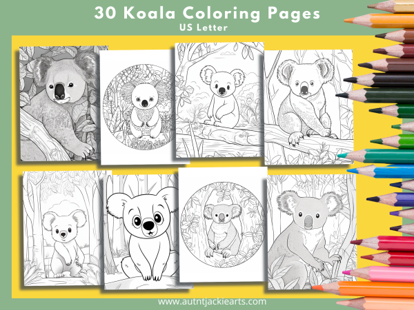 Koalas in the Forest - 30 Pack of Coloring Pages for Kids - Image 3