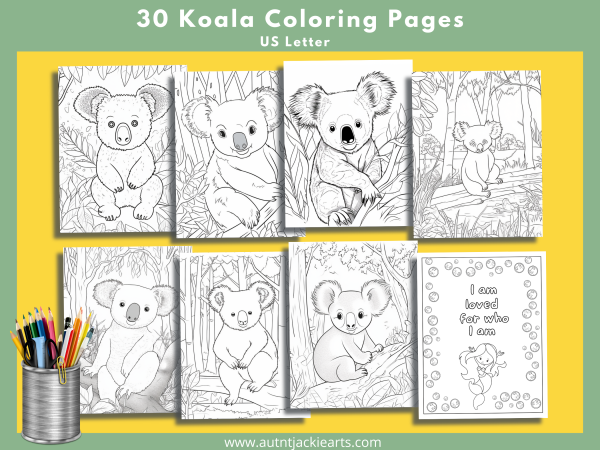 Koalas in the Forest - 30 Pack of Coloring Pages for Kids - Image 2