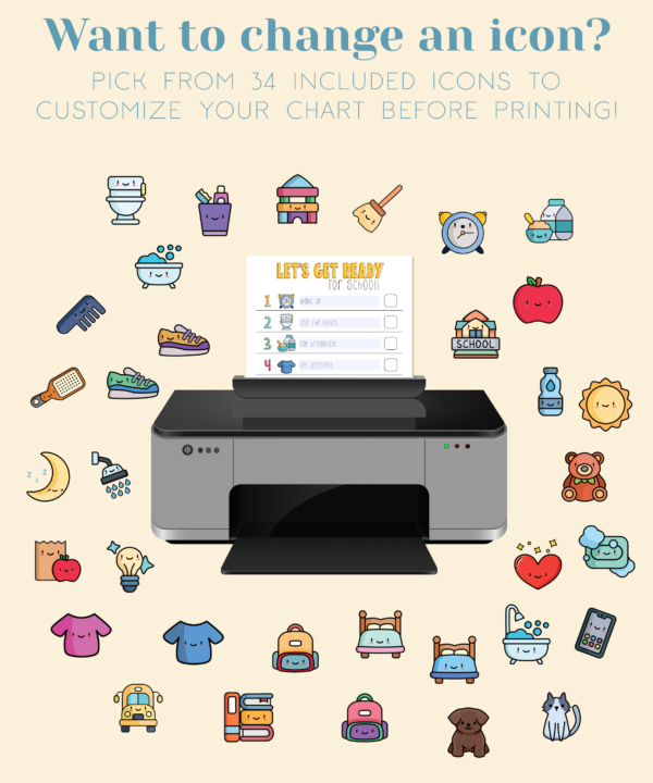 School Routine Chart Printable Checklist For Kids, Morning Routine Printable Tasks, Kids Responsibility Chart, Digital Download PDF - Image 7