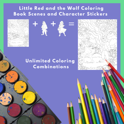 Little Red, Big Bad Wolf, Coloring Stickers, Coloring Book , Classic Stories Coloring Book, Riding Hood Coloring, Coloring Bundle, Scenes - Image 7