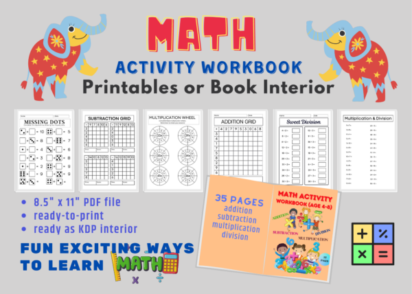 MATH Activity Workbook Printables or Book Interior