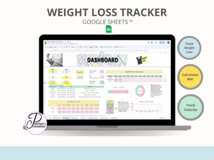 Easy all-in-one Weight Loss Tracker motivating tool to help you reach your target weight and stay on track Google sheets