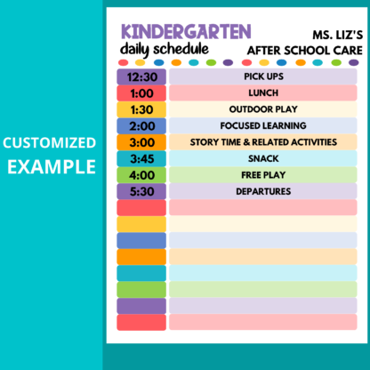 Daycare Daily Schedule for Kindergarten Printable Child Care Fillable PDF - Image 2