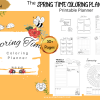 Spring Coloring Planner, PRINTABLE, Daily Planner, Monthly Planner, Weekly Planner, Project Planner, Journal Pages, Ladybugs, Flowers, Sun