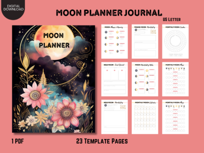 Moon Planner: Embrace Cosmic Wisdom and Manifest Magic, Moon Phases Planner, Moon Manifestation, Oracle Card Spread, Tarot, Mystical Moon