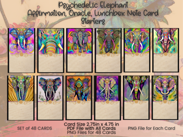 Psychedelic Elephant - Oracle Cards Templates - Listing