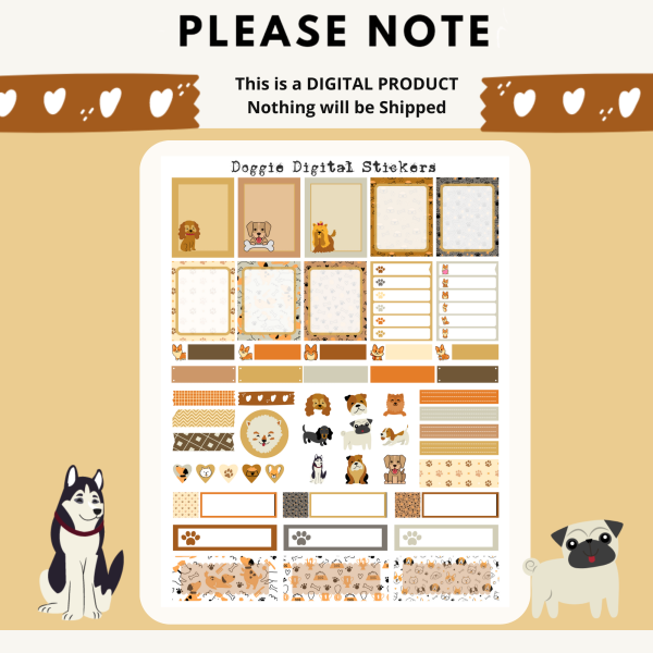 Doggie Planner Stickers, Print and Cut Stickers, Puppy Stickers, 50 Stickers, Cute Dog Sticker Sheet, Digital Stickers, Pug Stickers - Image 10