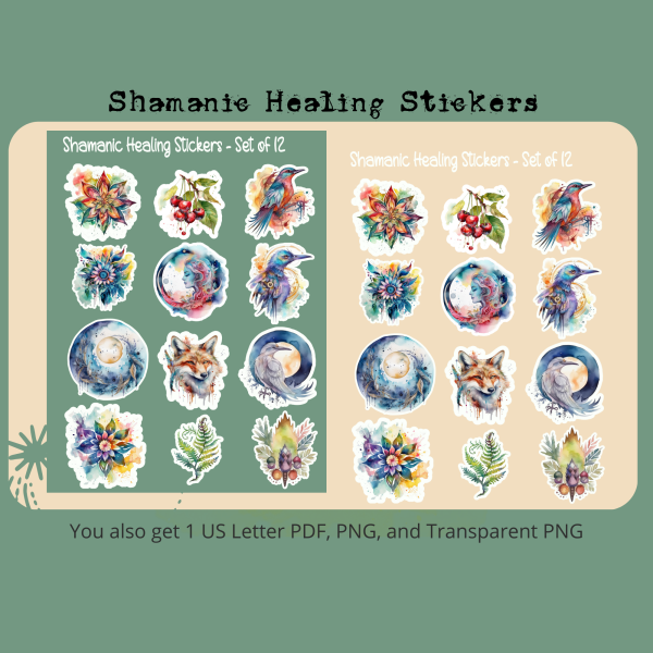 Shamanic Healing Stickers, Set 3, Print and Cut Stickers, Shaman Stickers, Shamanic Tools, Self Care Stickers, Cute Sticker Sheet, Positive Sticker - Image 4