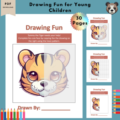 Complete the Faces with Leo, Ellie, Bobby, Zoey, and Tommy: A Drawing Activity Printable Pack for Kids - Image 3