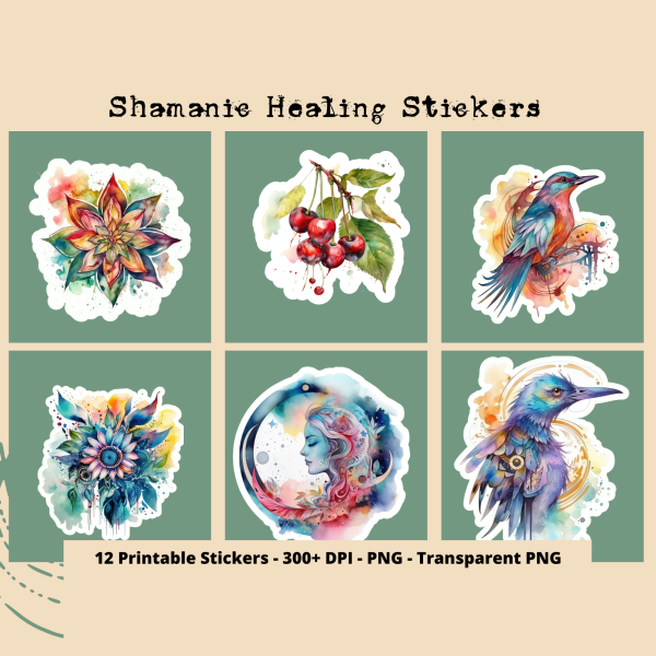 Shamanic Healing Stickers, Set 3, Print and Cut Stickers, Shaman Stickers, Shamanic Tools, Self Care Stickers, Cute Sticker Sheet, Positive Sticker - Image 3