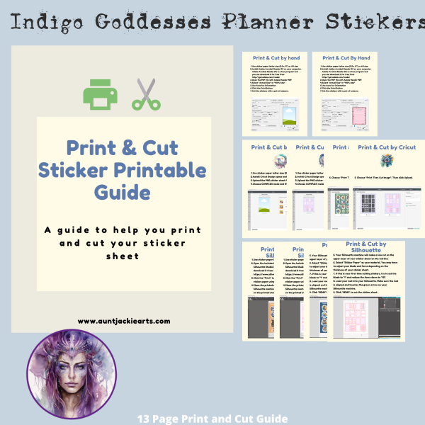 Indigo Goddess Digital Planner Stickers, Print, and Cut Stickers, Spiritual Stickers, 80+ Stickers, PNG and Transparent PNG Sticker Sheet, Digital Stickers, Digital Planner Stickers - Image 6