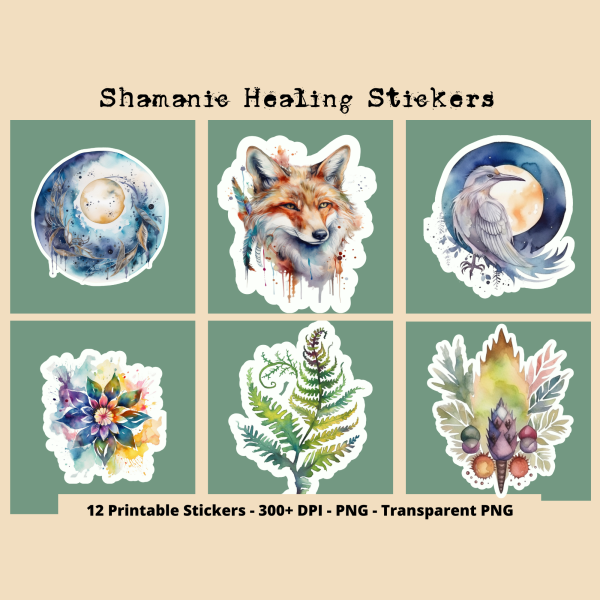 Shamanic Healing Stickers, Set 3, Print and Cut Stickers, Shaman Stickers, Shamanic Tools, Self Care Stickers, Cute Sticker Sheet, Positive Sticker - Image 2