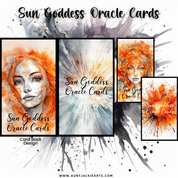 PRINTABLE CARD Deck, Spiritual Women, Orange, Goddess, Oracle Cards, Tarot Size, 2.75 x 4.75, Letter, Digital Download, 40 Cards, Watercolor - Image 6