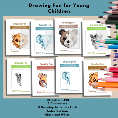 Complete the Faces with Leo, Ellie, Bobby, Zoey, and Tommy: A Drawing Activity Printable Pack for Kids - Image 6