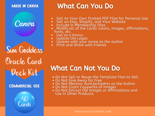 Canva Template, Canva PLR Card, Oracle CARD Deck Kit, 40 Tarot Sized Card, Etsy Listing Template, Orange,Wisdom Oracle Cards, Commercial Use - Image 9