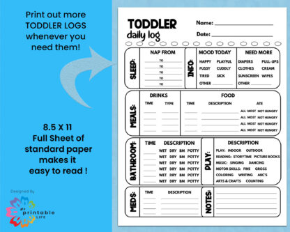 Toddler Daily Log Printable Report Tracker - Image 3