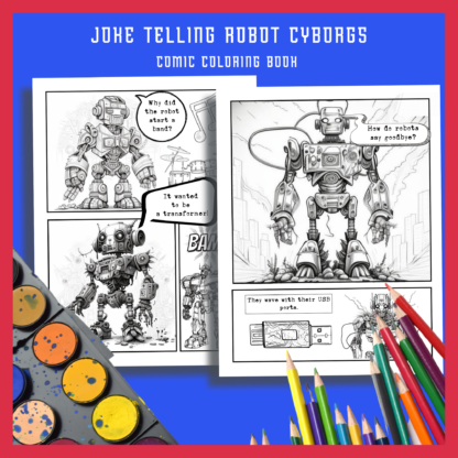 Robots Telling Jokes, Robot Cyborgs Coloring Book, Comic Coloring Book, Comic Strip Color, Robot Graphic Novel, Dad Jokes, Boys Coloring - Image 7