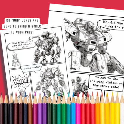 Robots Telling Jokes, Robot Cyborgs Coloring Book, Comic Coloring Book, Comic Strip Color, Robot Graphic Novel, Dad Jokes, Boys Coloring - Image 4