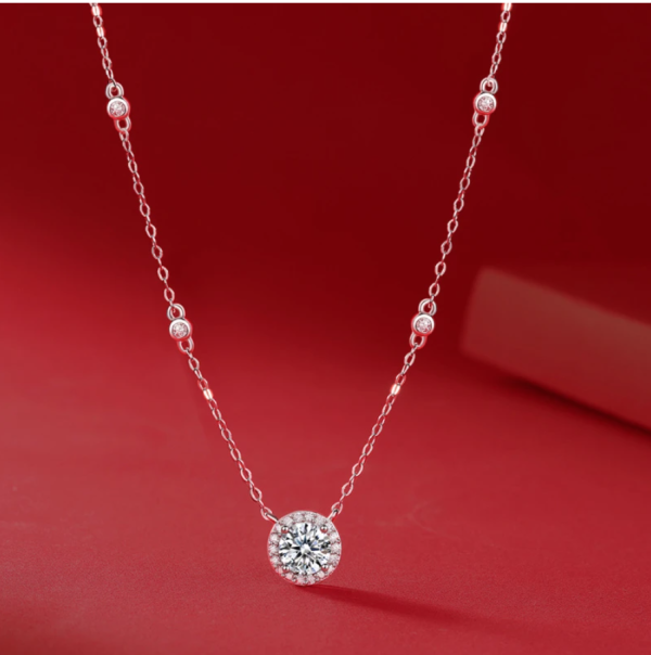 Delicate Moissanite 1 carat Lovers Necklace/ perfect for your girlfriend, mom or daughther