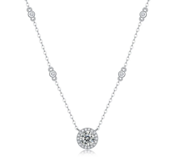 Delicate Moissanite 1 carat Lovers Necklace/ perfect for your girlfriend, mom or daughther - Image 3