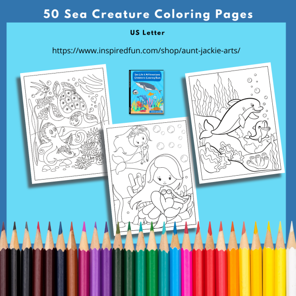 PRINTABLE COLORING Pages | Sea Creatures Coloring & Affirmation Coloring Pages for Kids, 100+ Pages, 50 Sea Creatures, 50 Affirmations - Image 4