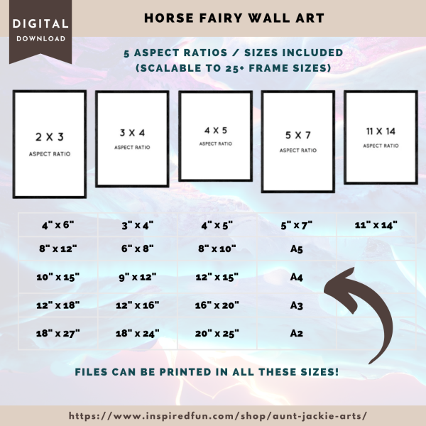 WALL ART Print, Gallery Wall Print, and Instant Download Print -Horse Fairy - pdf, jpg - 5 Aspect Ratios / Sizes - 3 Unannounced Bonuses - Image 2