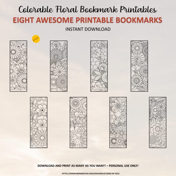 Colorable Floral Bookmark - Printable - Image 5