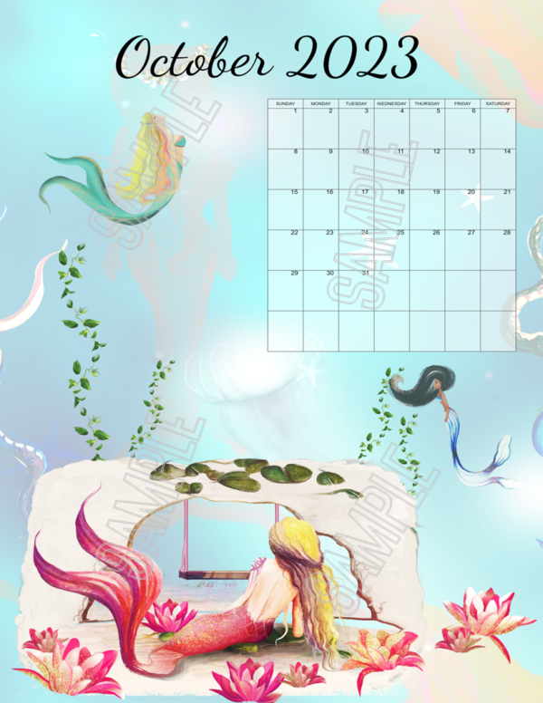 2023 Beautiful Mermaids Calendar Printable - Image 10