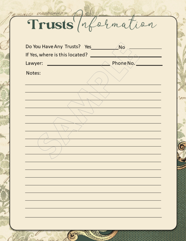 PRINTABLE Vintage Ornate Final Wishes Estate Planner - Image 29