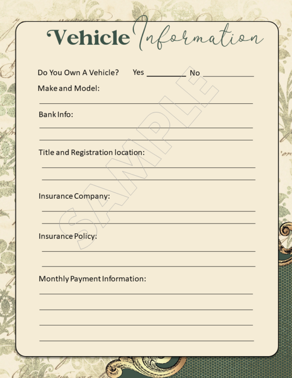 FILLABLE PDF-PRINTABLE Vintage Ornate Final Wishes Estate Planner - Image 31