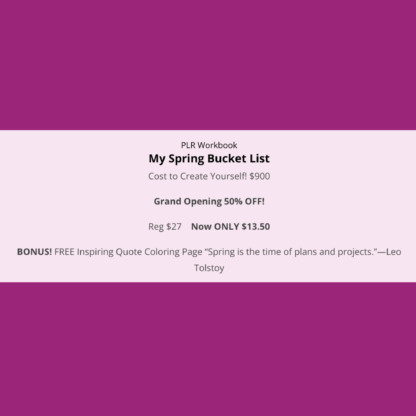 My Spring Bucket List, From Dreaming To Doing, A PLR Workbook - Image 10