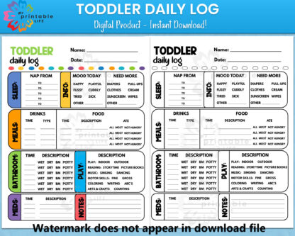 Toddler Daily Log Printable Report Tracker