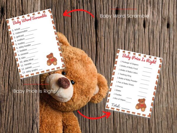 Teddy Bear Baby Shower Games Bundle - Image 6