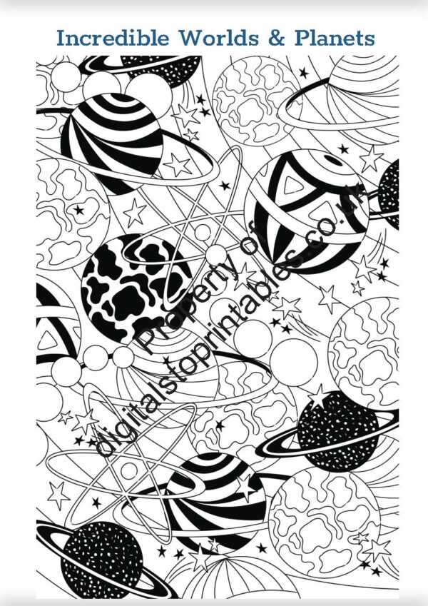 Universe Coloring Pages in reprintable pdf format - Image 5