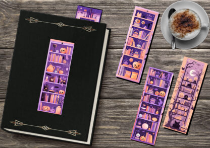 Set of 15 "Halloween Bookcases" Printable Bookmarks home printable PDF instant download