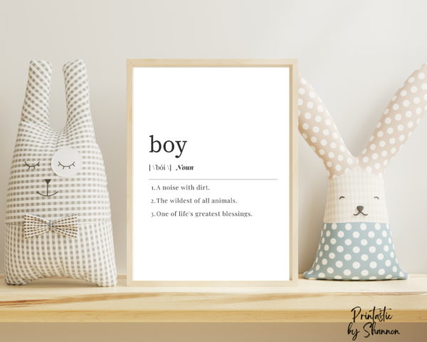 Funny Definition of Boy Digital Print, Wall Art, PRINTABLE, Noise with Dirt, Gift for Expectant Parents - Image 3