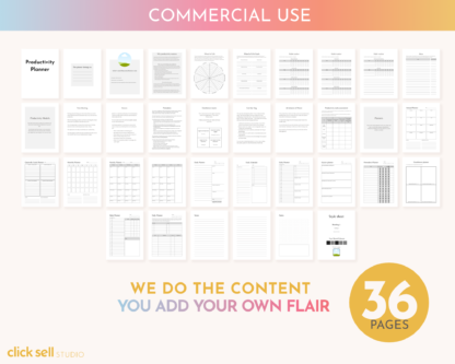 Productivity Planner Editable Canva Template | Commercial Use | Instant digital download | Fully customisable daily weekly monthly planners - Image 2