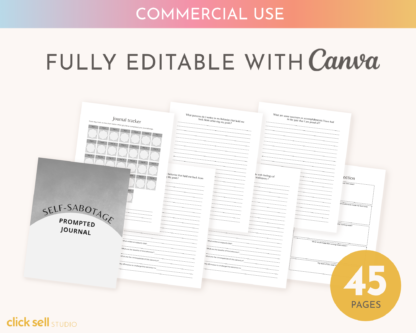 Self-Sabotage Workbook Editable Canva Template | Commercial Use | Instant digital download | Break the self-sabotage cycle - Image 10