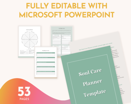 Soul Care Planner Editable Powerpoint Template | Commercial Use | Instant digital download | Fully customisable PLR planner and worksheets - Image 4