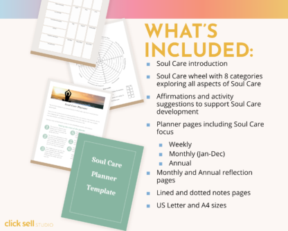 Soul Care Planner Editable Canva Template | Commercial Use | Instant digital download | Fully customisable PLR planner and worksheets - Image 3