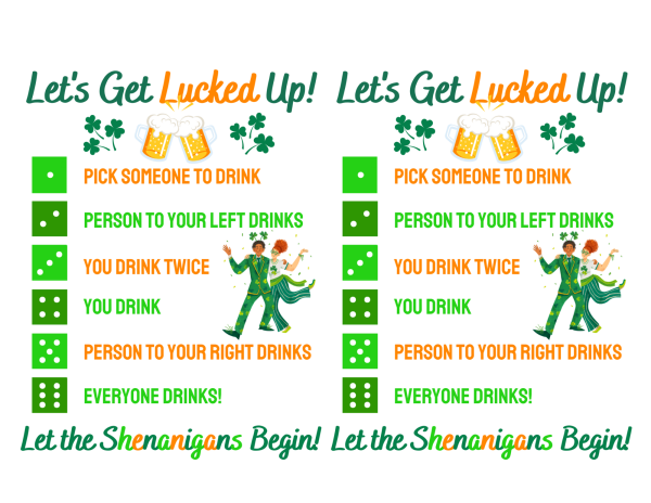 St. Patrick's Day Drunk Dice Game for Adults Printable - Image 2